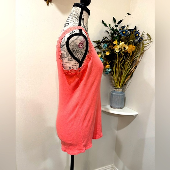 August Silk Cotton Orange Lace Trim Tank Top size Large - Picture 2 of 9